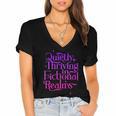 Quietly Thriving In Fictional Realms Book Lovers Women's Jersey Short Sleeve Deep V-Neck Tshirt