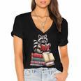 Raccoon Reading Books Matching Bookworm Readers Librarian Women's Jersey Short Sleeve Deep V-Neck Tshirt Raccoon Reading Books Matching Bookworm Readers Librarian Women's Jersey Short Sleeve Deep V-Neck Tshirt