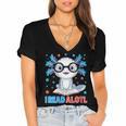 I Read Alotl Cute Axolotl Reading Book Lover Women's Jersey Short Sleeve Deep V-Neck Tshirt