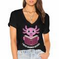 I Read Banned Books Axolotl Reading Women's Jersey Short Sleeve Deep V-Neck Tshirt