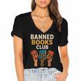 Read Banned Books Club Freely Anti-Censorship Librarian Women's Jersey Short Sleeve Deep V-Neck Tshirt