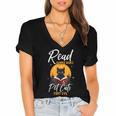 Read Banned Books Pet Cats Fight Evil Read Banned Reader Women's Jersey Short Sleeve Deep V-Neck Tshirt