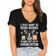 Read Books & Pet My Frenchton Owner Frenchton Lover Women's Jersey Short Sleeve Deep V-Neck Tshirt