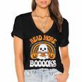 Read More Books Booooks Ghost Pumpkin Cute Teacher Halloween Women's Jersey Short Sleeve Deep V-Neck Tshirt