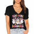 Read More Books Ghosts Reading Book Teacher Halloween Women's Jersey Short Sleeve Deep V-Neck Tshirt Read More Books Ghosts Reading Book Teacher Halloween Women's Jersey Short Sleeve Deep V-Neck Tshirt