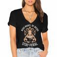 Read Books Be Weird Stay Feral Goat Women's Jersey Short Sleeve Deep V-Neck Tshirt Read Books Be Weird Stay Feral Goat Women's Jersey Short Sleeve Deep V-Neck Tshirt