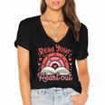 Read Your Heart Out Book Valentines Day Reading Teacher Women's Jersey Short Sleeve Deep V-Neck Tshirt
