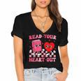 Read Your Heart Out Cute Reading Book Lover Women's Jersey Short Sleeve Deep V-Neck Tshirt