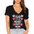 Read Your Heart Out Teacher Reading Book Love Valentines Day Women's Jersey Short Sleeve Deep V-Neck Tshirt