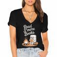 Read S'More Books Camping Outdoors Reading Campfire Smores Women's Jersey Short Sleeve Deep V-Neck Tshirt Read S'More Books Camping Outdoors Reading Campfire Smores Women's Jersey Short Sleeve Deep V-Neck Tshirt