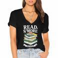 Read S'More Books Marshmallow Reading Smores Women's Jersey Short Sleeve Deep V-Neck Tshirt