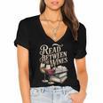 Read Between The Wines Vintage Book Lovers Wine Reading Women's Jersey Short Sleeve Deep V-Neck Tshirt Read Between The Wines Vintage Book Lovers Wine Reading Women's Jersey Short Sleeve Deep V-Neck Tshirt
