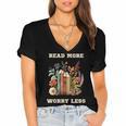 Read More Worry Less Book Lovers Motivational Quote Bookish Women's Jersey Short Sleeve Deep V-Neck Tshirt Read More Worry Less Book Lovers Motivational Quote Bookish Women's Jersey Short Sleeve Deep V-Neck Tshirt