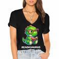 Readasaurus Reading Dinosaur Book Reader Bookworm Women's Jersey Short Sleeve Deep V-Neck Tshirt Readasaurus Reading Dinosaur Book Reader Bookworm Women's Jersey Short Sleeve Deep V-Neck Tshirt