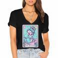 The Reader Retro Reading Skeleton Books Flowers Tarot Card Women's Jersey Short Sleeve Deep V-Neck Tshirt The Reader Retro Reading Skeleton Books Flowers Tarot Card Women's Jersey Short Sleeve Deep V-Neck Tshirt