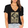 The Reader Tarot Card Book Lover Skeleton Reading Book Women's Jersey Short Sleeve Deep V-Neck Tshirt The Reader Tarot Card Book Lover Skeleton Reading Book Women's Jersey Short Sleeve Deep V-Neck Tshirt