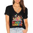 Readers Are Leaders Motivational Reading Book Quote Women's Jersey Short Sleeve Deep V-Neck Tshirt Readers Are Leaders Motivational Reading Book Quote Women's Jersey Short Sleeve Deep V-Neck Tshirt