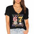 Reading 67 Teacher Six Seven Reading 6 7 Book Lover Women's Jersey Short Sleeve Deep V-Neck Tshirt
