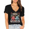 Reading Book Lover School Librarian Hooray It's Library Day Women's Jersey Short Sleeve Deep V-Neck Tshirt