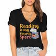 Reading Is My Favorite Sport Book Lovers Women's Jersey Short Sleeve Deep V-Neck Tshirt
