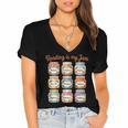 Reading Is My Jam Cute Jelly Jars Book Genres Women's Jersey Short Sleeve Deep V-Neck Tshirt Reading Is My Jam Cute Jelly Jars Book Genres Women's Jersey Short Sleeve Deep V-Neck Tshirt