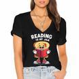 Reading Is My Jam I Love To Read Books Women's Jersey Short Sleeve Deep V-Neck Tshirt