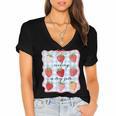 Reading Is My Jam Preppy Stawberry Bookworm Book Lover Nerd Women's Jersey Short Sleeve Deep V-Neck Tshirt