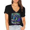 Reading Is Magical Dragon Tee Perfect For Book Lovers Kids Women's Jersey Short Sleeve Deep V-Neck Tshirt