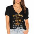 Reading Makes Me Feel Less Murdery Book Dragon Women's Jersey Short Sleeve Deep V-Neck Tshirt
