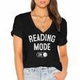 Reading Mode On Book Lover Librarian Teacher Women's Jersey Short Sleeve Deep V-Neck Tshirt Reading Mode On Book Lover Librarian Teacher Women's Jersey Short Sleeve Deep V-Neck Tshirt