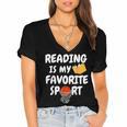 Reading Is My Tee Favorite Sport Basketball World Book Day Women's Jersey Short Sleeve Deep V-Neck Tshirt Reading Is My Tee Favorite Sport Basketball World Book Day Women's Jersey Short Sleeve Deep V-Neck Tshirt