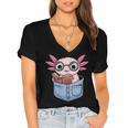 Readsalotl Axolotl Reading Book Lover Reading Pocket Axolotl Women's Jersey Short Sleeve Deep V-Neck Tshirt Readsalotl Axolotl Reading Book Lover Reading Pocket Axolotl Women's Jersey Short Sleeve Deep V-Neck Tshirt