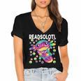 Readsolotl Cute Axolotl Book Lover Reading Women Girls Women's Jersey Short Sleeve Deep V-Neck Tshirt