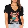 Readsolotl Kawaii Axolotl Reading Book Lover Women's Jersey Short Sleeve Deep V-Neck Tshirt Readsolotl Kawaii Axolotl Reading Book Lover Women's Jersey Short Sleeve Deep V-Neck Tshirt