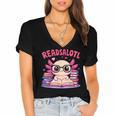 Readsolotl Pink Kawaii Axolotl Book Lover Reading Women's Jersey Short Sleeve Deep V-Neck Tshirt