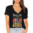 There's No Such Thing As Too Many Books Women's Jersey Short Sleeve Deep V-Neck Tshirt
