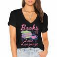 Retro Books Are My Love Language Valentine Book Lovers Women's Jersey Short Sleeve Deep V-Neck Tshirt Retro Books Are My Love Language Valentine Book Lovers Women's Jersey Short Sleeve Deep V-Neck Tshirt