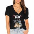 Retro Just A Girl Who Love Dogs Books And Coffee Bookworm Women's Jersey Short Sleeve Deep V-Neck Tshirt Retro Just A Girl Who Love Dogs Books And Coffee Bookworm Women's Jersey Short Sleeve Deep V-Neck Tshirt