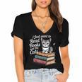 Retro I Just Want To Read Books And Pet Cats Cat For Men Women Kids Women's Jersey Short Sleeve Deep V-Neck Tshirt