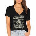 Retro Proud Anti Social Member Of Introverted Book Club Women's Jersey Short Sleeve Deep V-Neck Tshirt