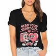 Retro Read Your Heart Out Valentine's Day Teacher Book Lover Women's Jersey Short Sleeve Deep V-Neck Tshirt Retro Read Your Heart Out Valentine's Day Teacher Book Lover Women's Jersey Short Sleeve Deep V-Neck Tshirt