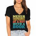 Retro Never Underestimate The Power Of a Boy With a Book Women's Jersey Short Sleeve Deep V-Neck Tshirt
