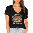 Retro Vintage Book Lover Reading I Closed My Book To Be Here Women's Jersey Short Sleeve Deep V-Neck Tshirt