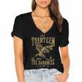 Retro Vintage The Thirteen Until The Darkness Claims Us Book Women's Jersey Short Sleeve Deep V-Neck Tshirt