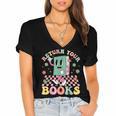 Return Your Books End School Year School Librarian Teacher Women's Jersey Short Sleeve Deep V-Neck Tshirt