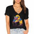 Rubber Duck Rubber Duckie Reading Book Rubber Duckling Women's Jersey Short Sleeve Deep V-Neck Tshirt