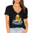 Rubber Duck Reading Book Swim Rubber Duckling Rubber Duckie Women's Jersey Short Sleeve Deep V-Neck Tshirt