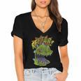 Rugrats Reptar Distressed Comic Book Style Cartoon Women's Jersey Short Sleeve Deep V-Neck Tshirt