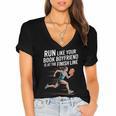 Run Like Your Book Boyfriend Is Waiting Runner Reader Women's Jersey Short Sleeve Deep V-Neck Tshirt