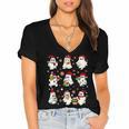 Santa Ghost Reading Books Christmas Library Teacher Women's Jersey Short Sleeve Deep V-Neck Tshirt Santa Ghost Reading Books Christmas Library Teacher Women's Jersey Short Sleeve Deep V-Neck Tshirt